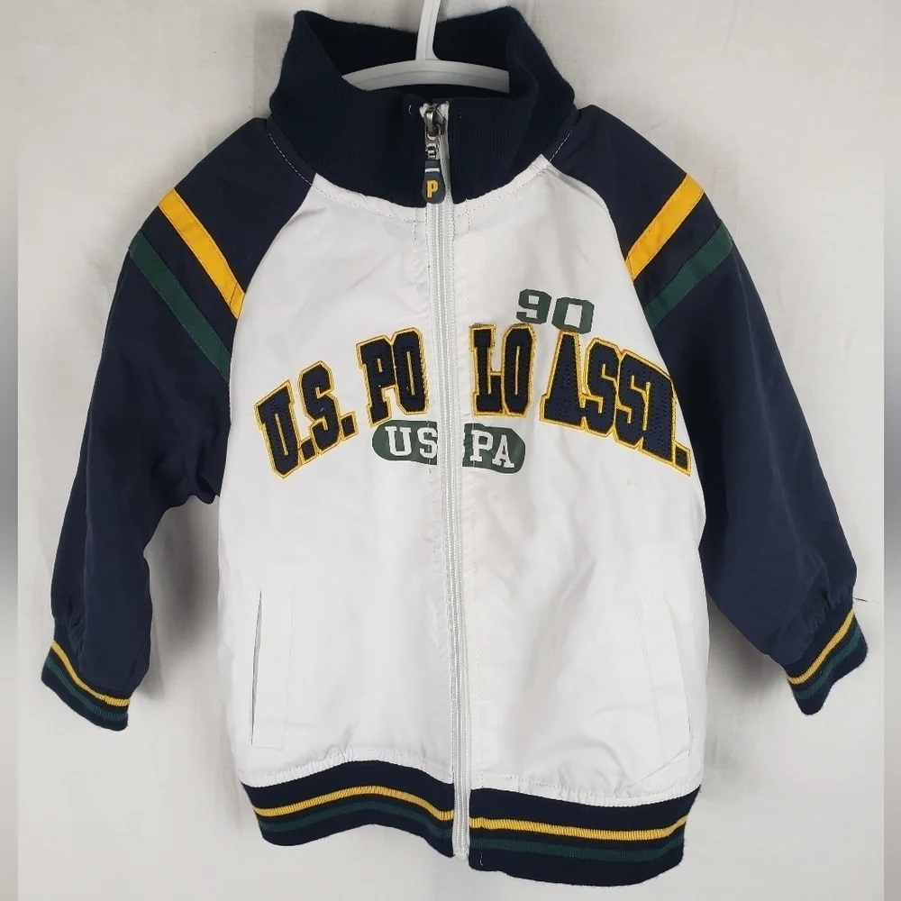 U.S.Polo Association White and Navy Boy's Toddler Jacket Sz 2T